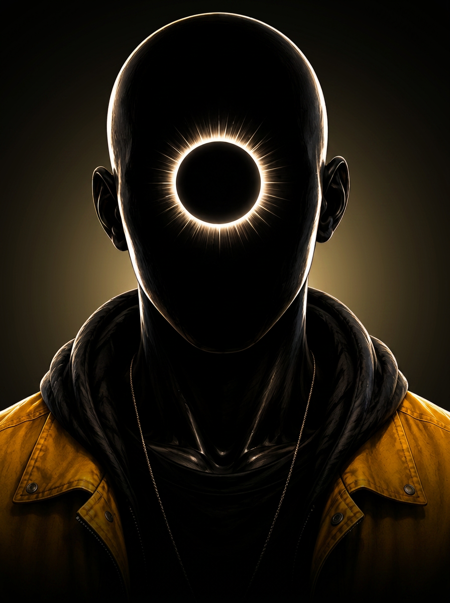 Avatar do Grupo Jnani: figura de rosto eclipsado com halo dourado